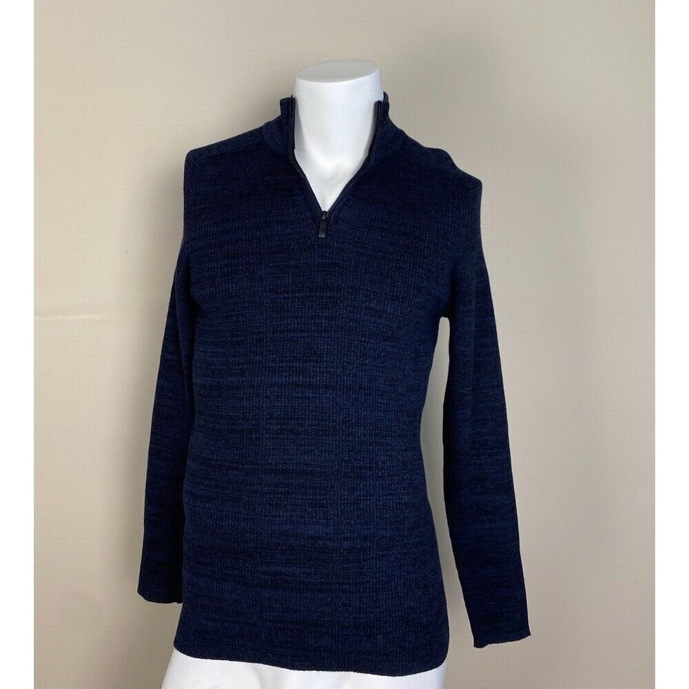 Vince Camuto Men's Quarter Zip Mock Neck Sweater In Navy Size M $145